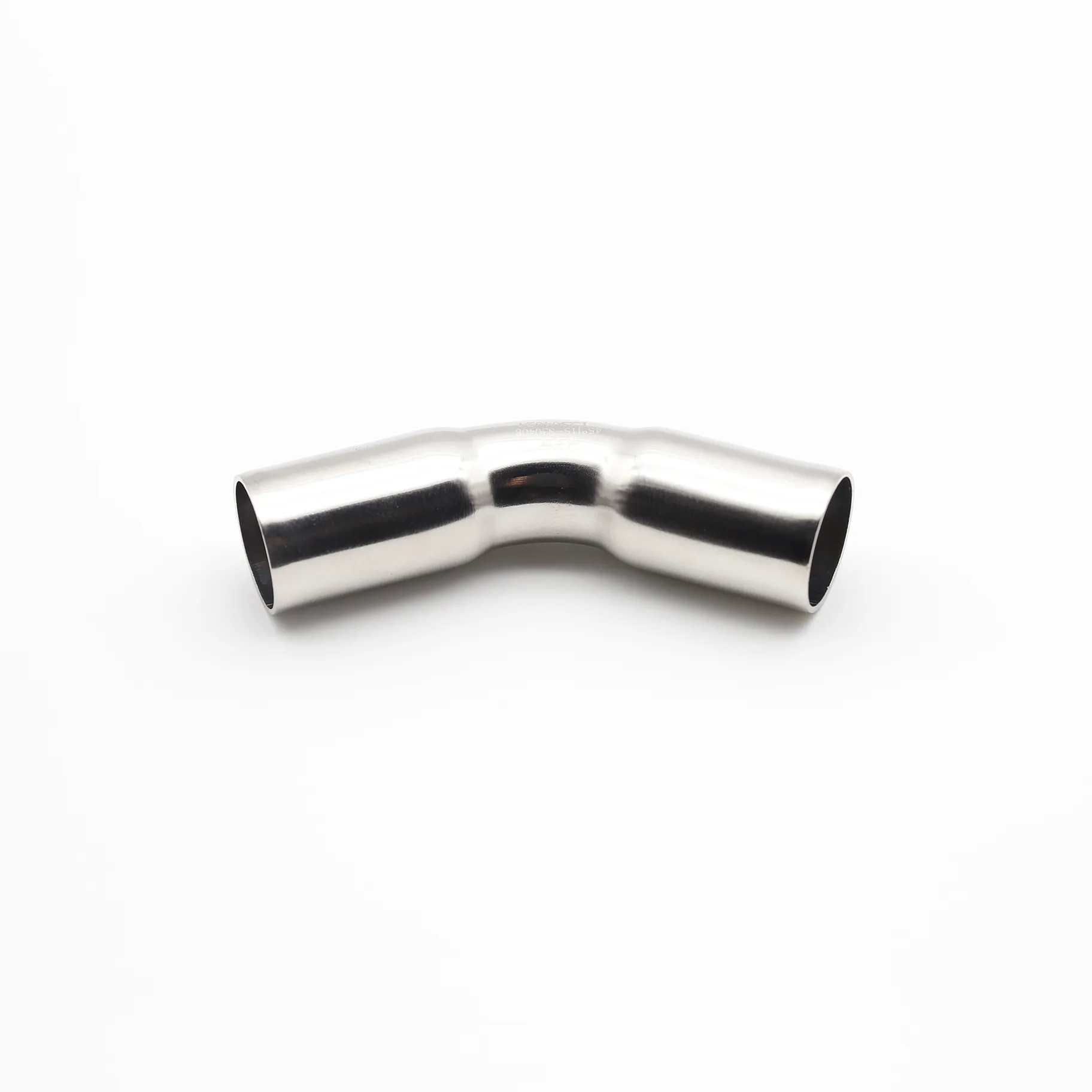 Close-up, head-on view into one socket of the elbow, highlighting the machined internal threads.