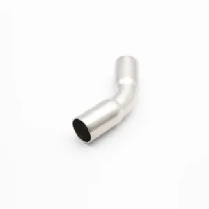 Three-quarter angle view of a stainless steel 45-degree elbow (A-Type) isolated on a white background.