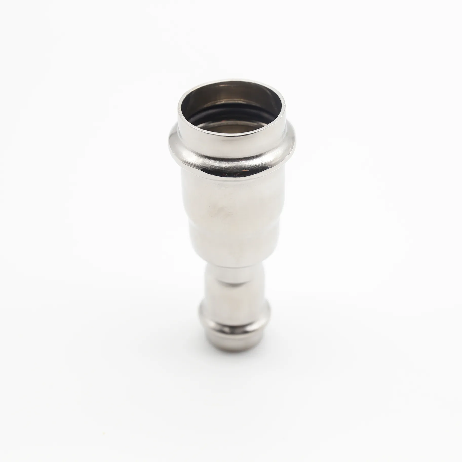 Front-facing view looking into the larger diameter end of the reducing coupling.