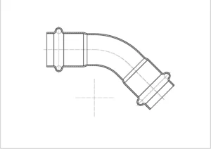 45 degree press fit elbow cross-section diagram for double-press connection