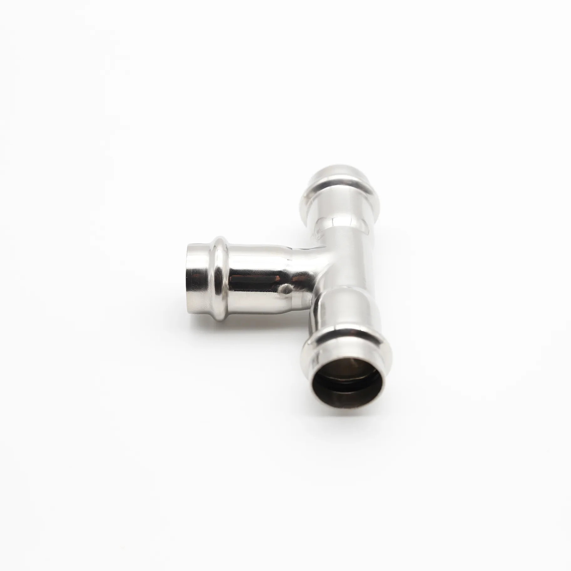 double press equal tee connection detail with stainless steel fitting ends