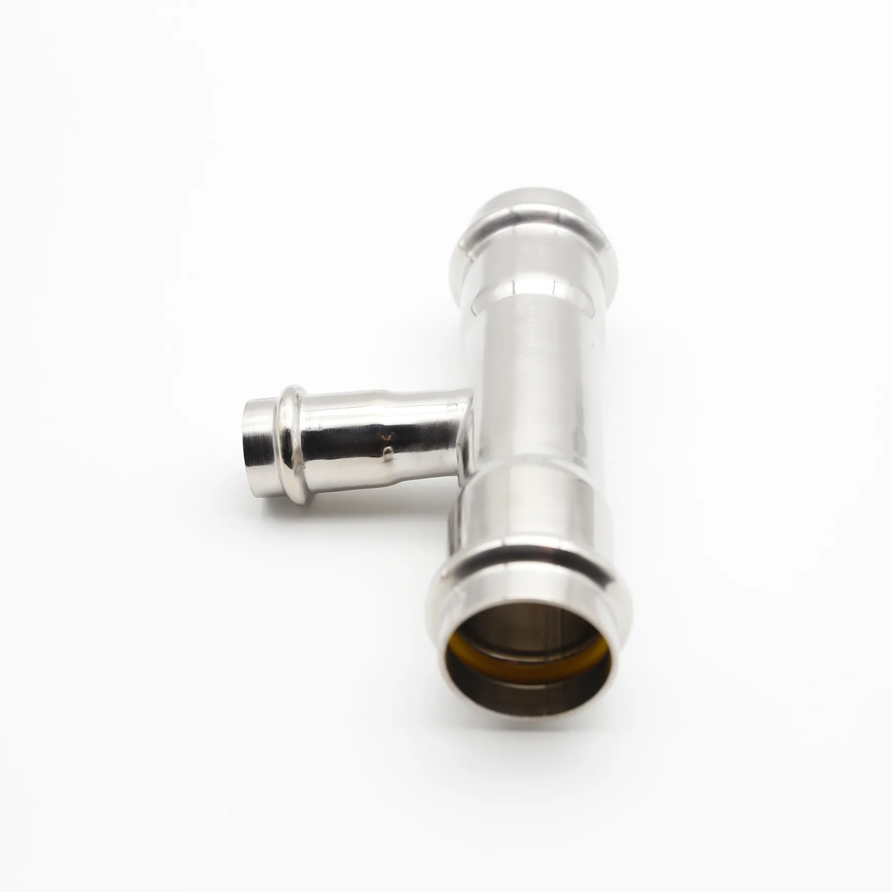 reducing press fit tee branch smaller connection detail for stainless steel pipes