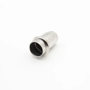Stainless steel press fit pipe cap for double-press piping systems
