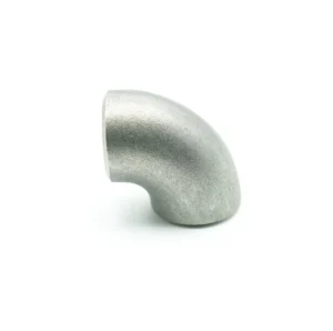 Side profile view of a 90° short radius butt-weld elbow showing the 1.0 x NPS center-to-face dimension