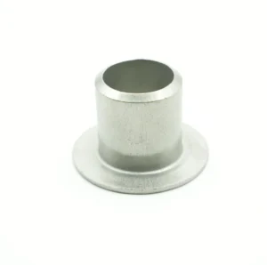 Direct view looking onto the machined lap face of a stub end, showing the smooth sealing surface and raised face profile