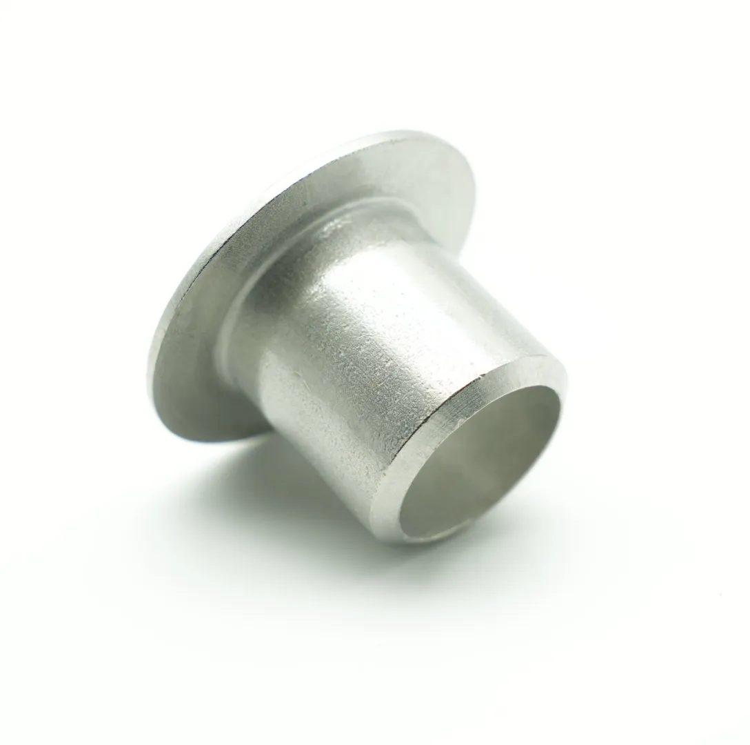 Side profile view of a stub end showing the total length, hub section, and machined lap face