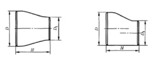 Pipe reducer diagram showing concentric and eccentric reducer dimensions