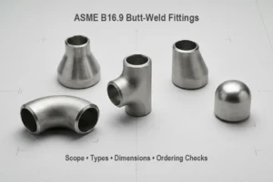 ASME B16.9 butt-weld fittings including elbow, tee, reducer and cap