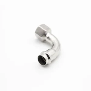 Stainless steel press fit threaded elbow with female connection