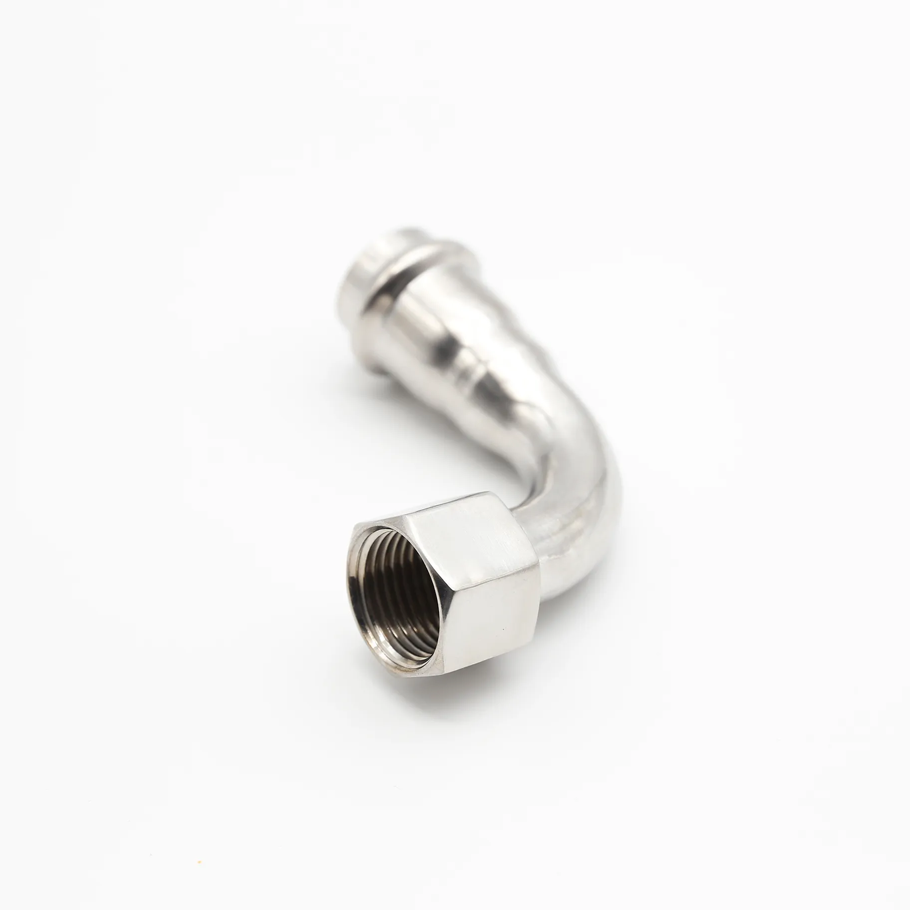 Female reducing threaded elbow for double-press pipe systems