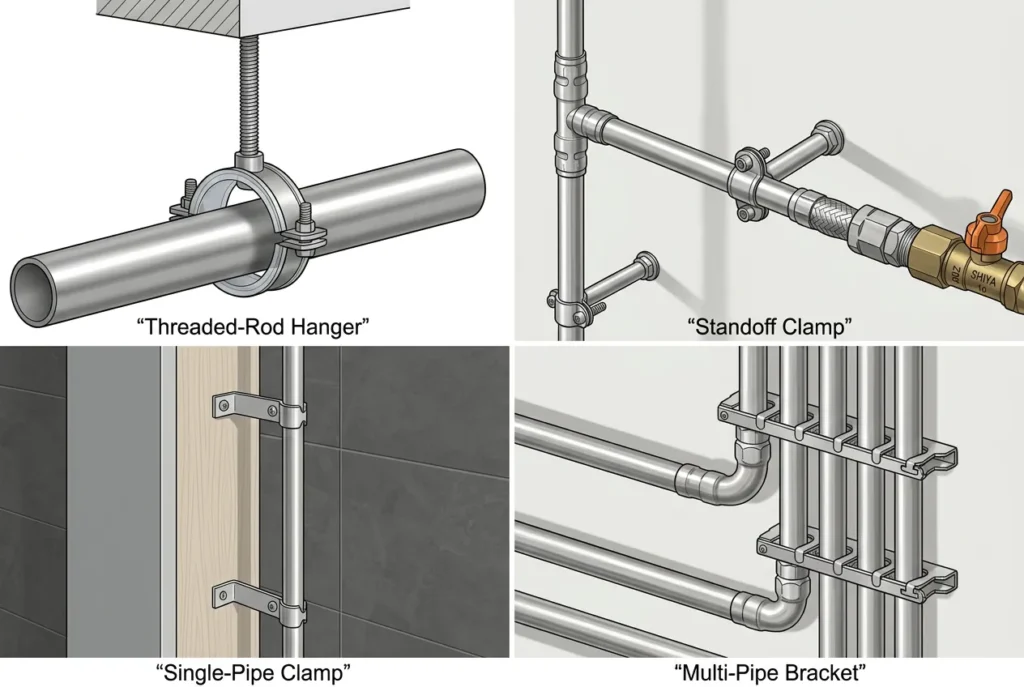 Four pipe clamp installation methods for stainless steel piping