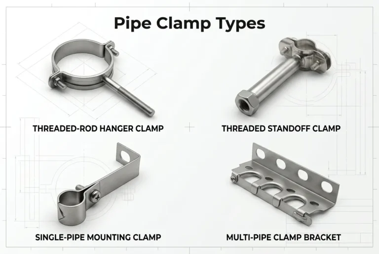 Pipe clamp types for stainless steel piping systems