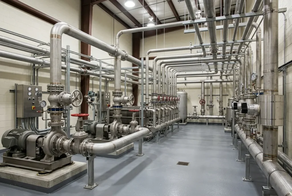 SCH40 stainless steel pipe used in an industrial piping installation