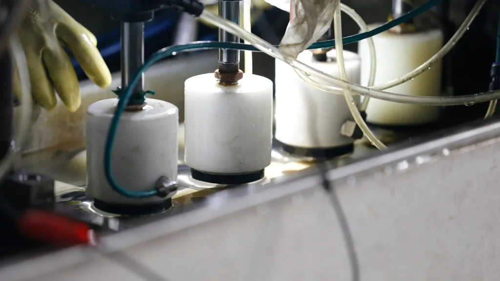 Stainless steel pipe fittings undergoing air-tightness testing