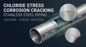 Chloride stress corrosion cracking in stainless steel pipe caused by chloride exposure and tensile stress