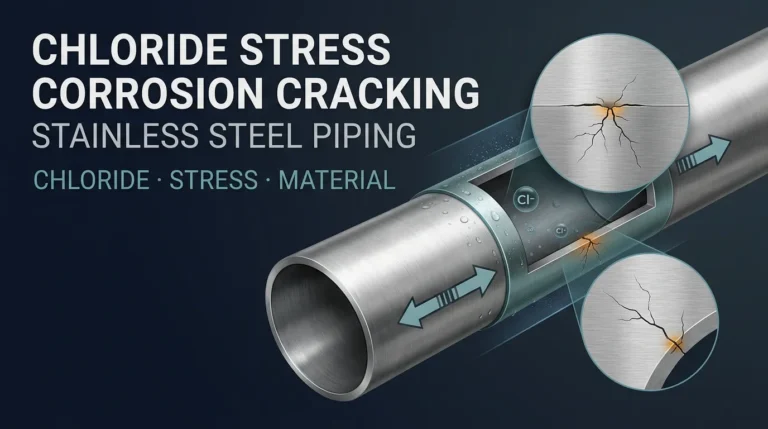 Chloride stress corrosion cracking in stainless steel pipe caused by chloride exposure and tensile stress