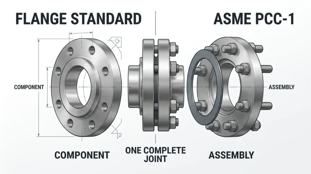Difference between flange product standard and ASME PCC-1 joint assembly guidance