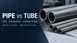 Pipe vs tube comparison for stainless steel piping, showing NPS and schedule versus actual OD and wall thickness