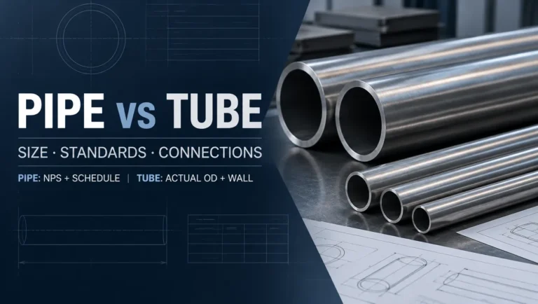 Pipe vs tube comparison for stainless steel piping, showing NPS and schedule versus actual OD and wall thickness